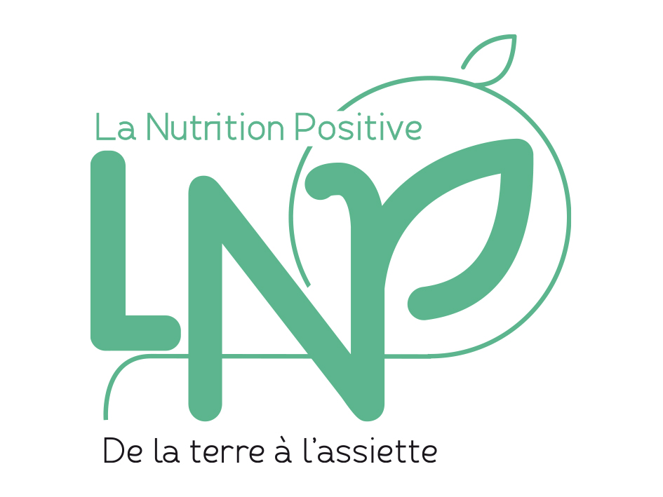 logo La nutrition positive écrit en vert accompagné de la phrase : de la terre à l'assiette
