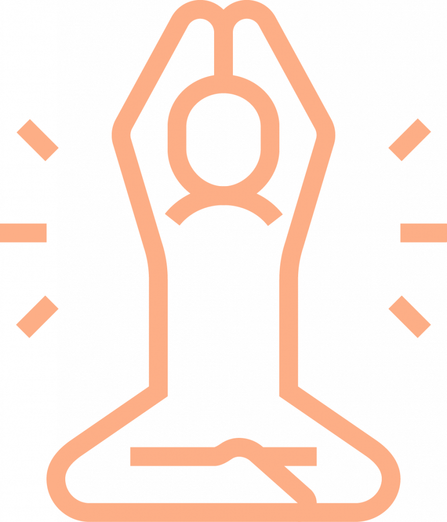 pictogramme orange d'une personne faisant du yoga