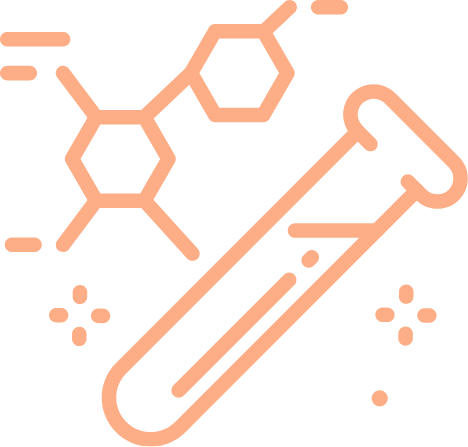 pictogramme orange d'une éprouvette et de molécules